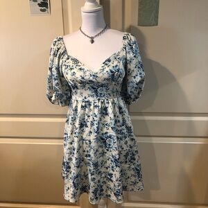 Altar’d State Blue and White Floral Mini Dress